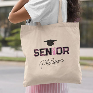 Add Your Name Pink Year Senior Graduate Tote Bag