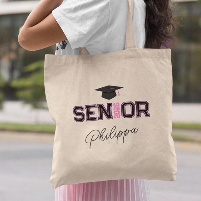 Add Your Name Pink Year Senior Graduate Tote Bag (Creator Uploaded)