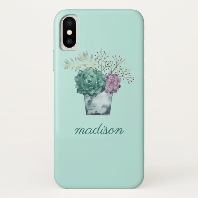 Add Your Name | Plant Happiness Collection | Succu Case-Mate iPhone Case (Back)