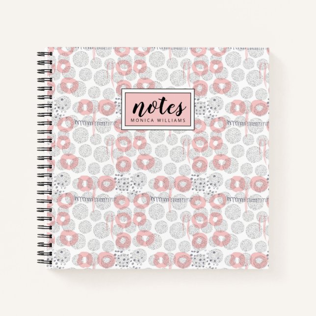 Add Your Name | Polka Dot Circle Pattern Notebook (Front)