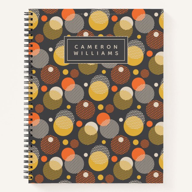Add Your Name | Polka Dot Stripe Pattern Notebook (Front)