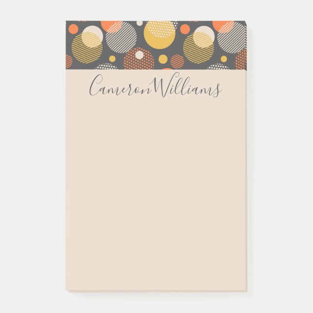 Add Your Name | Polka Dot Stripe Pattern Post-it Notes (Front)