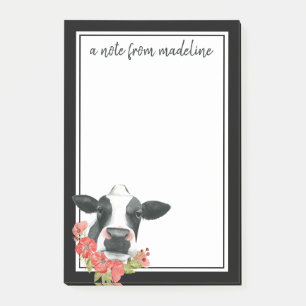 Add Your Name   Poppy Farm - Cow with Flowers Post-it Notes