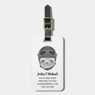 Add Your Name Portrait Of Sloth Vintage Helmet Luggage Tag