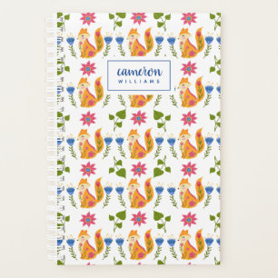 Add Your Name Pretty Pastel Foxy Floral Pattern Planner