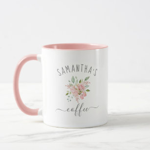 Add Your Name   Pretty Watercolor Pink Roses Mug