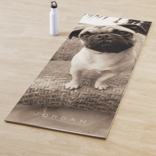 Add Your Name   Pug with its Head Tilted Yoga Mat
