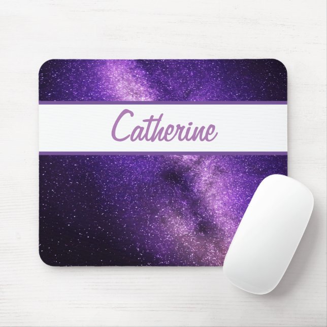 ADD YOUR NAME  - Purple Space Mouse Mat (With Mouse)