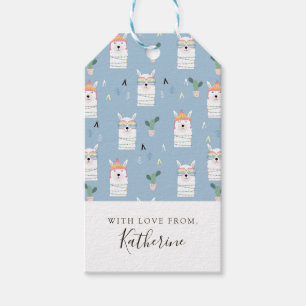 Add Your Name   Rainbow Sunglasses Llama Pattern Gift Tags