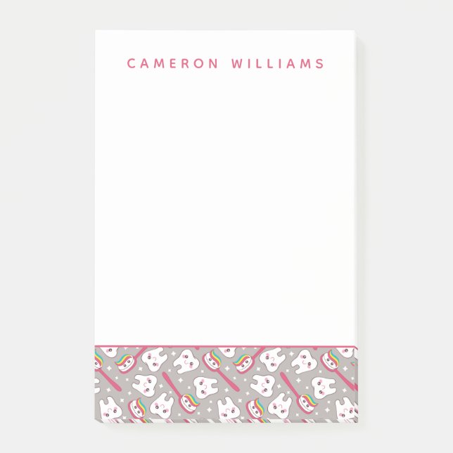 Add Your Name | Rainbow Teeth Pattern Post-it Notes (Front)