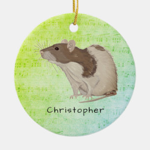 Add Your Name Rat Design Ceramic Tree Decoration