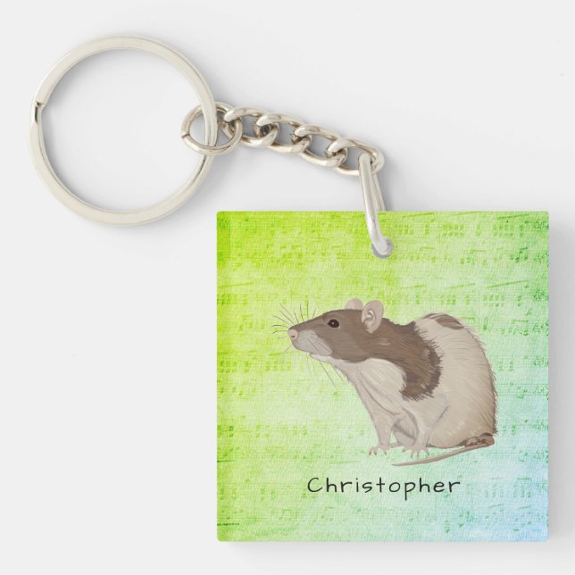 Add Your Name Rat Design Key Ring (Front)