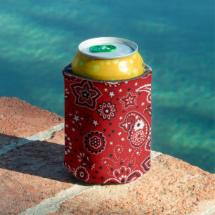 Add Your Name Red Bandanna Print Can Cooler