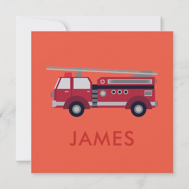 Add Your Name Red Fire truck Personalised (Front)