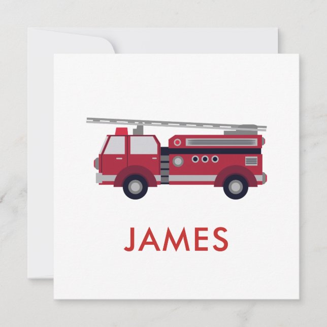 Add Your Name Red Fire truck Personalised (Front)