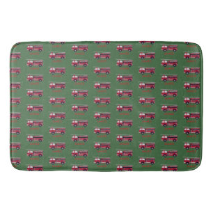 Add Your Name Red Fire truck Personalised Bath Mat