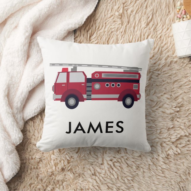 Add Your Name Red Fire truck Personalised Cushion (Blanket)