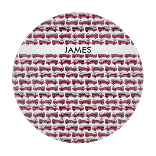 Add Your Name Red Fire truck Personalised Cutting Board (Front)