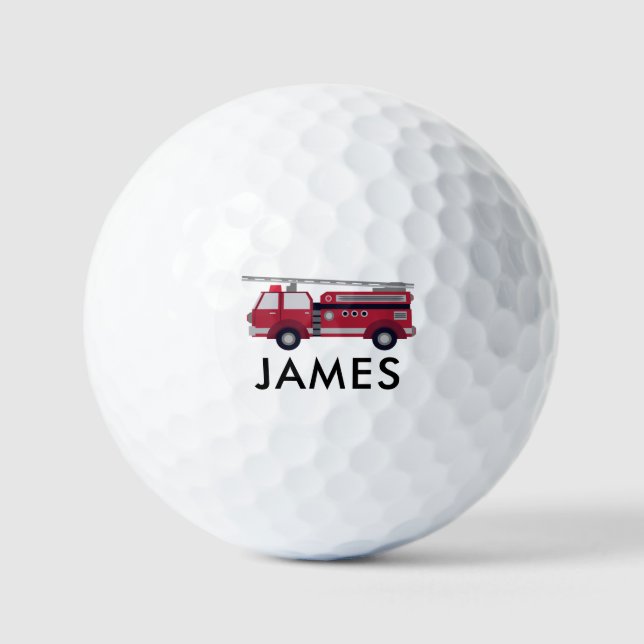 Add Your Name Red Fire truck Personalised Golf Balls (Front)