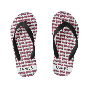 Add Your Name Red Fire truck Personalised Kid's Flip Flops