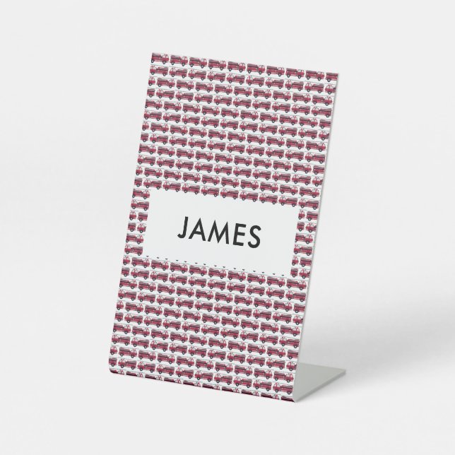 Add Your Name Red Fire truck Personalised Pedestal Sign (Front)