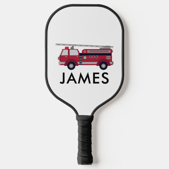Add Your Name Red Fire truck Personalised Pickleball Paddle (Front)