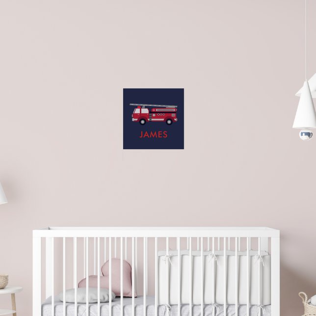 Add Your Name Red Fire truck Personalised Poster (Nursery 2)