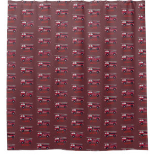 Add Your Name Red Fire truck Personalised Shower Curtain