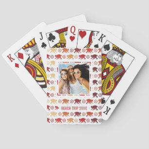 Add Your Name Red Monkeys Pattern Playing Cards