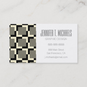 Add Your Name   Retro Black & Tan Pattern Business Card