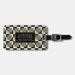 Add Your Name   Retro Black & Tan Pattern Luggage Tag