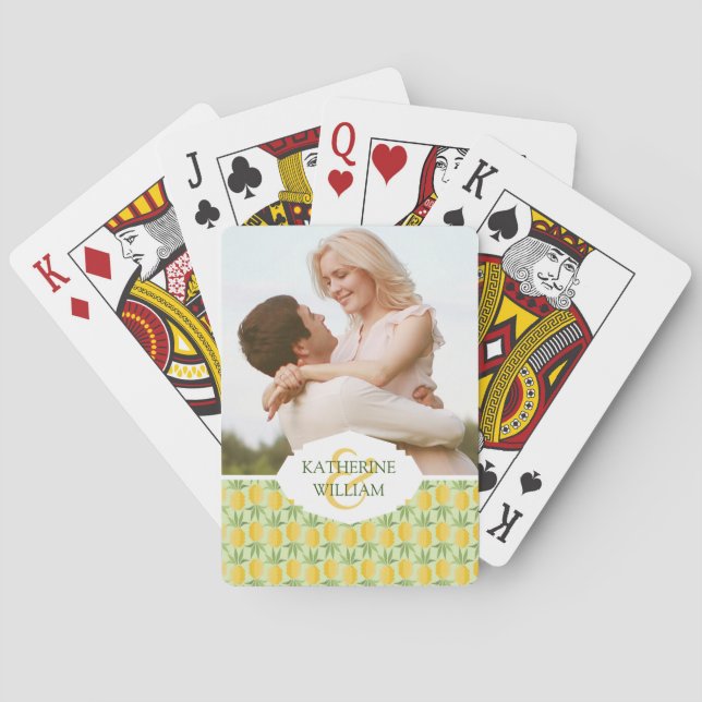 Add Your Name | Retro Pineapples Playing Cards (Back)
