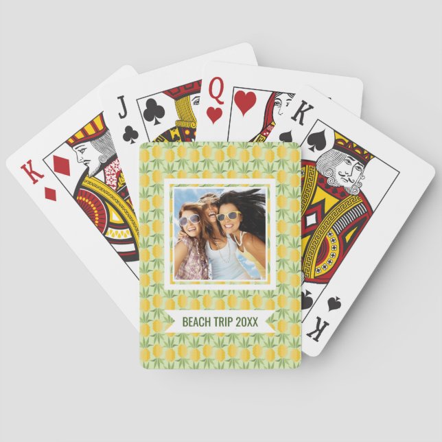 Add Your Name | Retro Pineapples Playing Cards (Back)