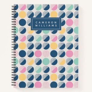 Add Your Name   Retro Semi-Circle Pattern Notebook