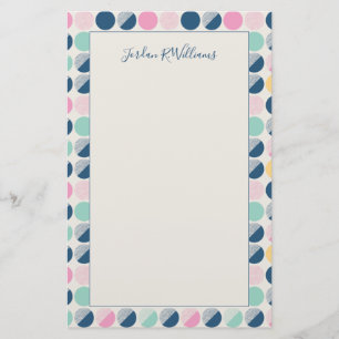 Add Your Name Retro Semi-Circle Pattern Stationery