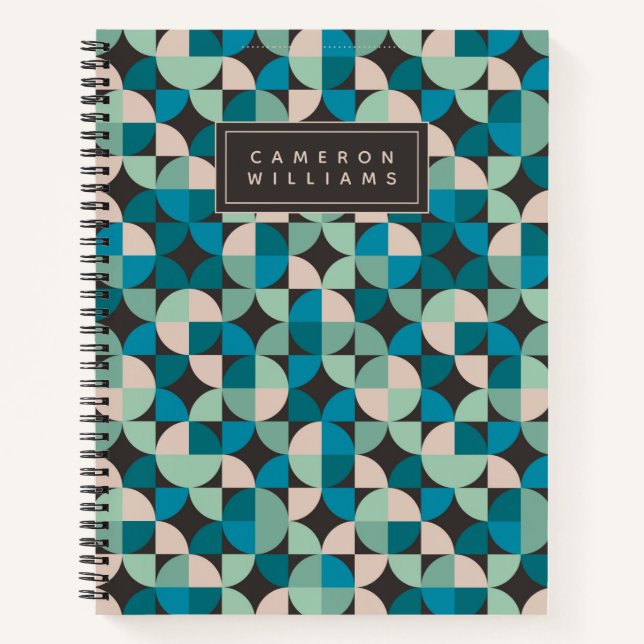 Add Your Name | Retro Vintage 60's Pattern Notebook (Front)