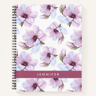 Add Your Name   Romantic Floral Pattern Notebook
