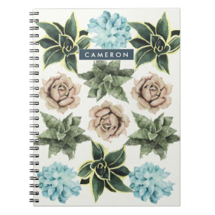 Add Your Name   Row of Succulents Notebook