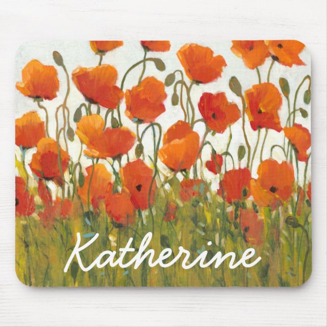 Add Your Name | Rows of Poppies I Mouse Mat (Front)