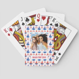 Add Your Name Sail Boat Pattern Playing Cards