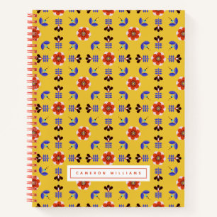 Add Your Name Scandinavian Geometric Floral Notebook