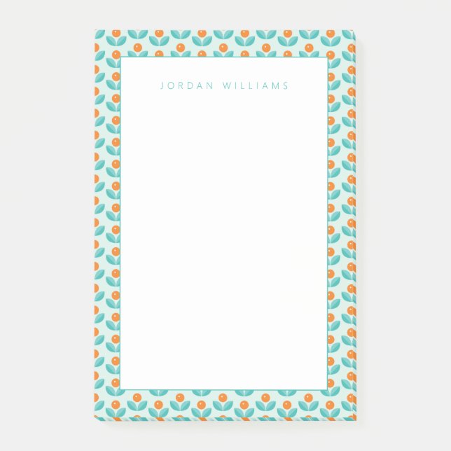 Add Your Name | Scandinavian Geometric Orange Post-it Notes (Front)