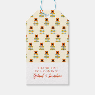 Add Your Name   Scandinavian Orange Floral Gift Tags
