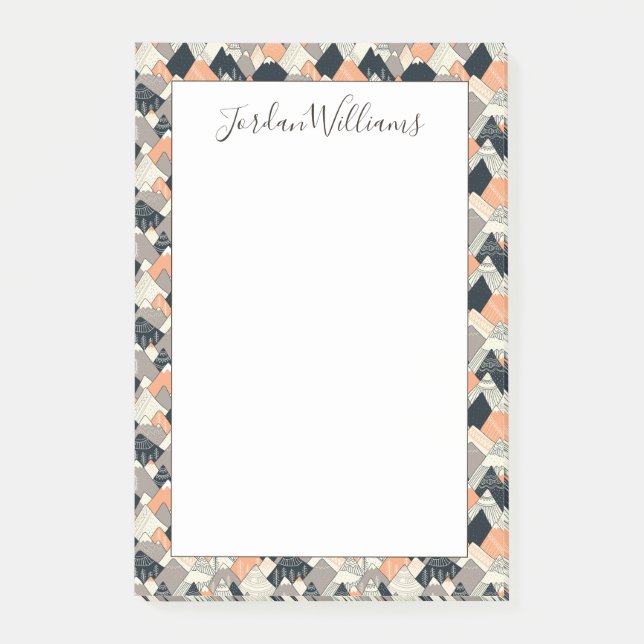 Add Your Name | Scandinavian Style Mountain Post-it Notes (Front)