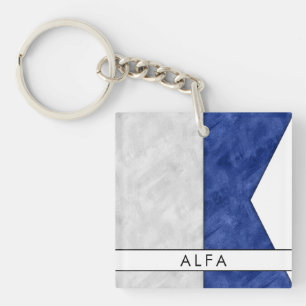Add Your Name Signal Flag A Alfa / Alpha Nautical Key Ring
