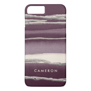 Add Your Name   Silver Rose Purple Abstract Print iPhone 8 Plus/7 Plus Case