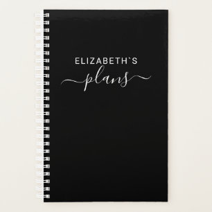 Add Your Name Simple Black Planner