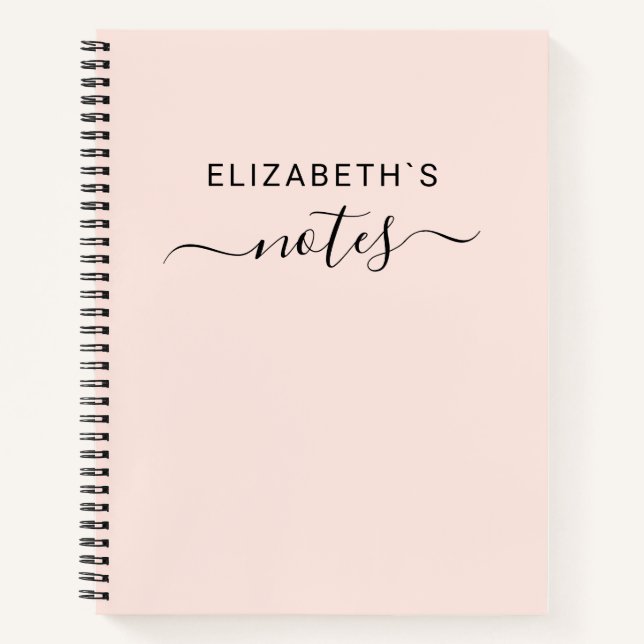 Add Your Name | Simple Blush Pink Notebook (Front)