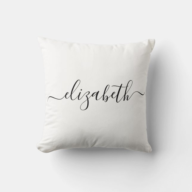 Add Your Name | Simple Handwriting White Cushion (Front)
