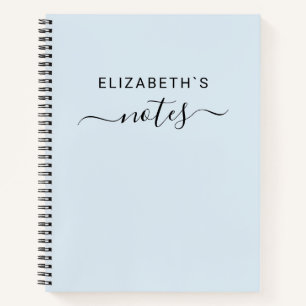 Add Your Name Simple Pastel Blue Notebook
